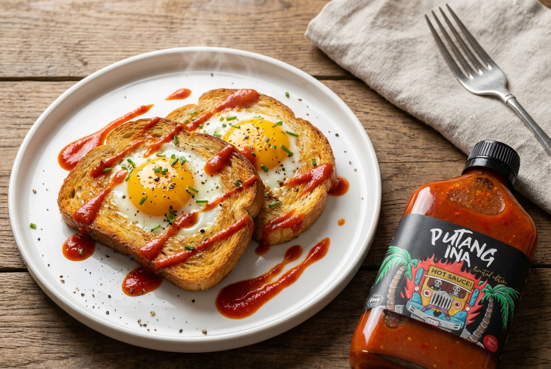 Hole in One Egg Toast Recipe with Putang Ina Hot Sauce by Mini Pinoy Grill